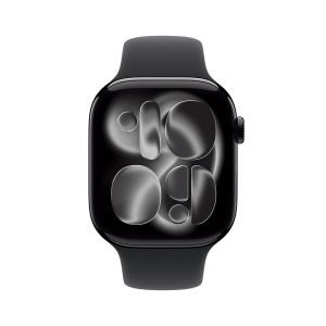 Apple Watch Series 11 GPS 46mm Jet Black Aluminum Case with Black Sport Band - S/M
