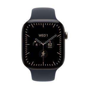 Apple Watch Series 12 GPS + Cellular 46mm Natural Titanium Case with Navy Blue Sport Band - S/M