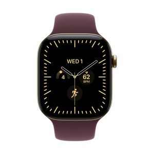 Apple Watch Series 12 GPS + Cellular 46mm Radiant Gold Titanium Case with Burgundy Sport Band - S/M
