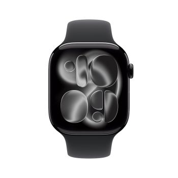 Apple Watch Series 11 GPS 46mm Jet Black Aluminum Case with Black Sport Band - S/M