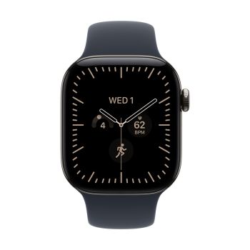 Apple Watch Series 12 GPS + Cellular 42mm Natural Titanium Case with Navy Blue Sport Band - S/M