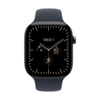 Apple Watch Series 12 GPS + Cellular 46mm Natural Titanium Case with Navy Blue Sport Band - M/L