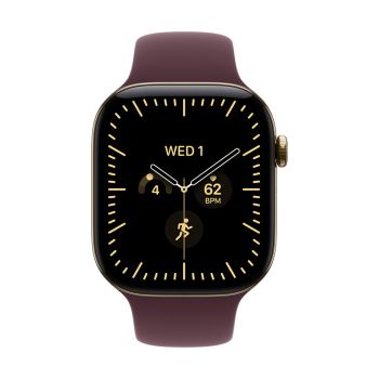 Apple Watch Series 12 GPS + Cellular 46mm Radiant Gold Titanium Case with Burgundy Sport Band - M/L
