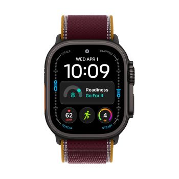 Apple Watch Ultra 4 GPS + Cellular 49mm Black Titanium Case with Burgundy Trail Loop - S/M