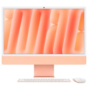 iMac, 2024, 24-inch 4.5K display, Apple M4, 512GB SSD, 16GB RAM, 8-core GPU, Gigabit Ethernet, Orange