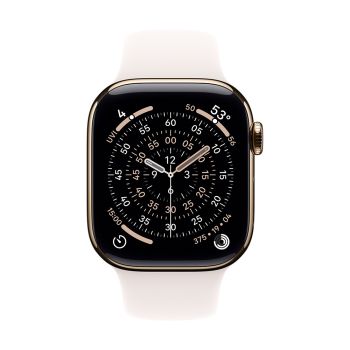 Apple Watch Series 11 GPS + Cellular 42mm Gold Titanium Case with Light Blush Sport Band - M/L