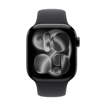 Apple Watch Series 11 GPS + Cellular 42mm Jet Black Aluminum Case with Black Sport Band - S/M
