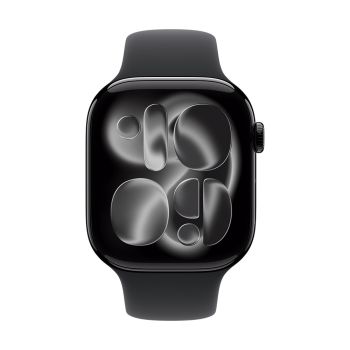 Apple Watch Series 11 GPS + Cellular 46mm Jet Black Aluminum Case with Black Sport Band - S/M