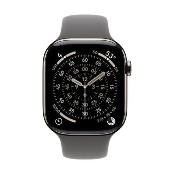 Apple Watch Series 11 GPS + Cellular 46mm Natural Titanium Case with Stone Gray Sport Band - M/L