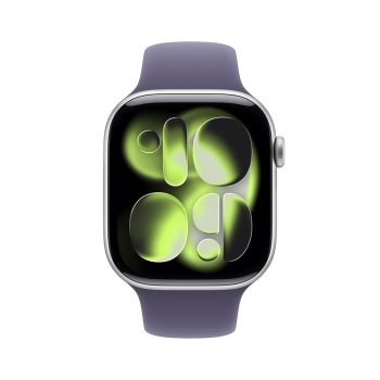 Apple Watch Series 11 GPS 46mm Silver Aluminum Case with Purple Fog Sport Band - M/L
