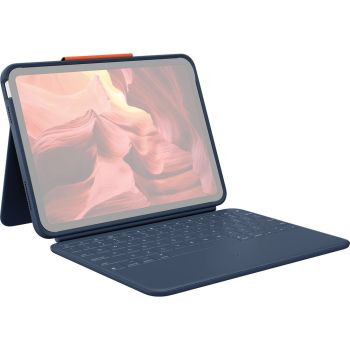 Logitech Rugged Combo 4 Folio Keyboard Cover/Case for iPad (10th Gen, A16), Classic Blue