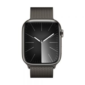 Apple Watch Series 9, 45mm Graphite Stainless Steel Case with Graphite Milanese Loop, Cellular