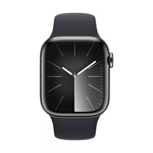 Apple Watch Series 9, 41mm Graphite Stainless Steel Case with Midnight Sport Band - M/L, Cellular