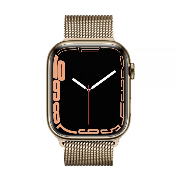 Apple Watch Series 7, 45mm Gold Stainless Steel Case, Gold 