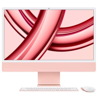 iMac, 2023, 24-inch 4.5K display, Apple M3, 256GB SSD, 8GB RAM, Magic Keyboard, 8-core GPU, Pink