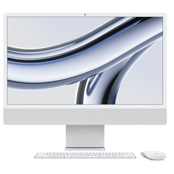 iMac, 2023, 24-inch 4.5K display, Apple M3, 256GB SSD, 8GB RAM, 10-core GPU, Magic Keyboard with Touch ID, Silver