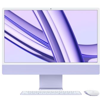 iMac, 2023, 24-inch 4.5K display, Apple M3, 256GB SSD, 8 GB RAM, 10-core GPU, Magic Keyboard with Touch ID, Purple