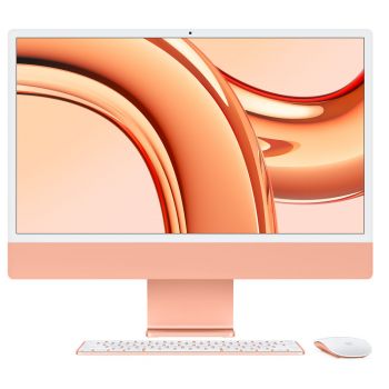 iMac, 2023, 24-inch 4.5K display, Apple M3, 256GB SSD, 8 GB RAM, 10-core GPU, Magic Keyboard with Touch ID, Orange