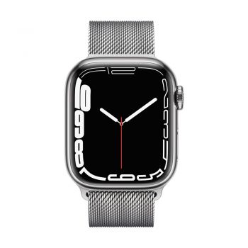 Apple Watch Series 7, 41mm Silver Stainless Steel Case, Silver Milanese Loop, Cellular