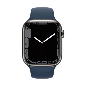 Apple Watch Series 7, 45mm Graphite Stainless Steel Case, Abyss Blue Sport Band, Cellular