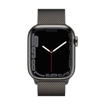 Apple Watch Series 7, 41mm Graphite Stainless Steel Case, Graphite Milanese Loop, Cellular