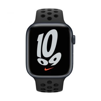 Apple Watch Series 7, 45mm Midnight Aluminum Case, Pure Anthracite/Black Nike Sport Band, Cellular