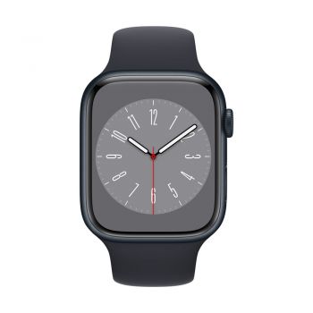 Apple Watch Series 8, 45mm Midnight Aluminum Case, Midnight Sport Band S/M