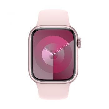 Apple Watch Series 9, 41 mm, Pink Aluminum Case, Link Pink Sport Band M/L