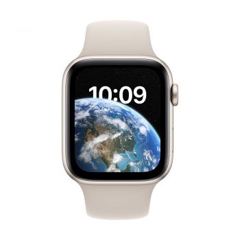 Apple Watch SE (2nd Gen), 44mm Starlight Aluminum Case, Starlight Sport Band S/M, Cellular