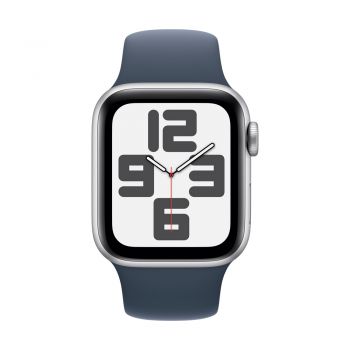 Apple Watch SE (3rd gen), 40mm Silver Aluminum Case with Storm Blue Sport Band - M/L