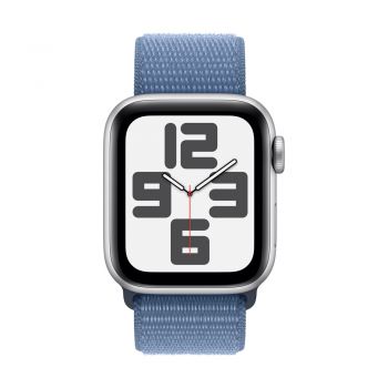 Apple Watch SE (2nd Gen), 40mm Silver Aluminum Case with Winter Blue Sport Loop