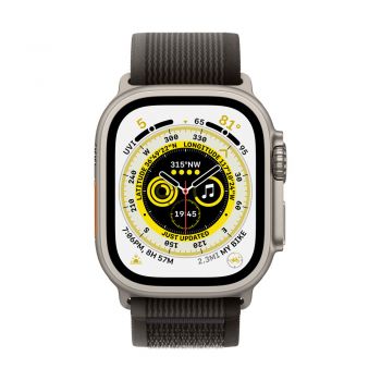 Apple Watch Ultra, 49mm Titanium Case, Black/Gray Trail Loop S/M