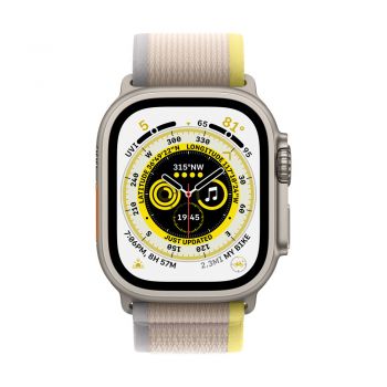 Apple Watch Ultra, 49mm Titanium Case, Yellow/Beige Trail Loop S/M