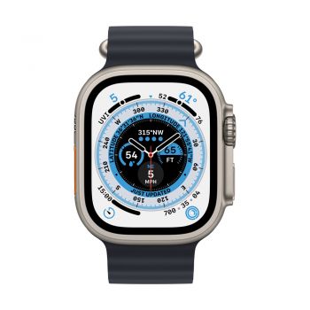 Apple Watch Ultra, 49mm Titanium Case, Midnight Ocean Band
