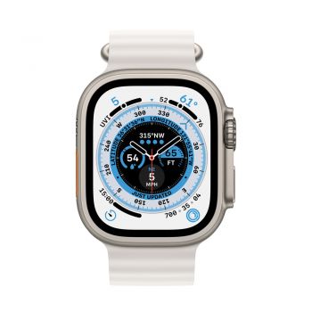 Apple Watch Ultra, 49mm Titanium Case, White Ocean Band
