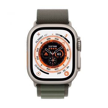 Apple Watch Ultra, 49mm Titanium Case, Green Alpine Loop Small