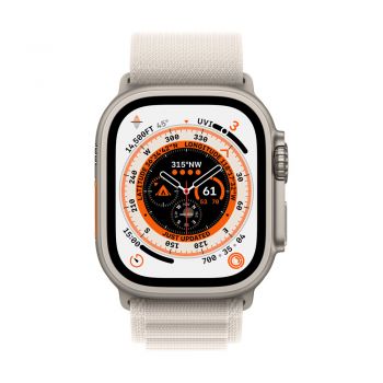Apple Watch Ultra, 49mm Titanium Case, Starlight Alpine Loop Large