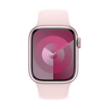 Apple Watch Series 9, 41 mm, Pink Aluminum Case with Link Pink Sport Band M/L
