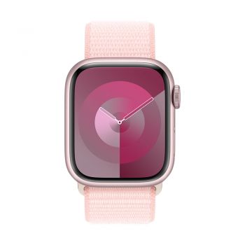 Apple Watch Series 9, 41mm Pink Aluminum Case with Light Pink Sport Loop