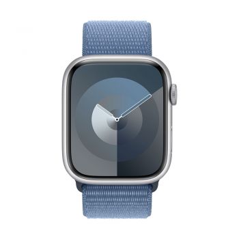 Apple Watch Series 9, 45mm Silver Aluminum Case with Winter Blue Sport Loop