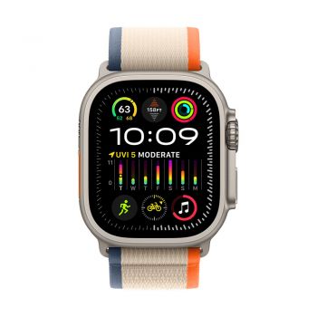 Apple Watch Ultra 2, 49mm Titanium Case with Orange/Beige Trail Loop - M/L, Cellular