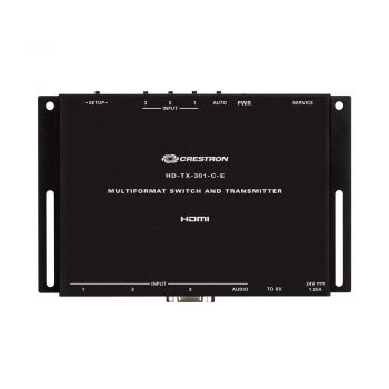 Crestron DM Lite Transmitter and 3x1 Auto-Switcher for HDMI, VGA, and Analog Audio Signal Extension over CATx Cable