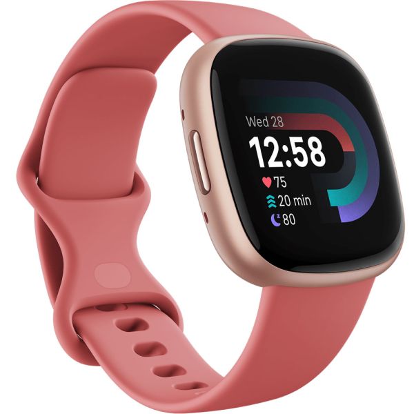 FitBit Versa 4, Copper Rose Aluminum Case, Pink Sand Band display picture 1